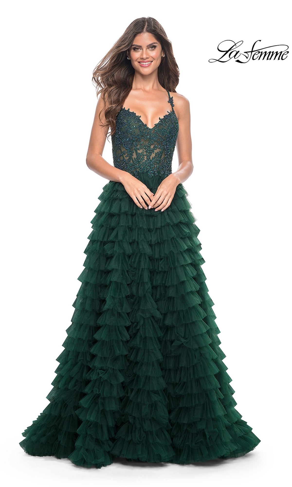 La Femme Long Ruffled Prom Ball Gown 32128