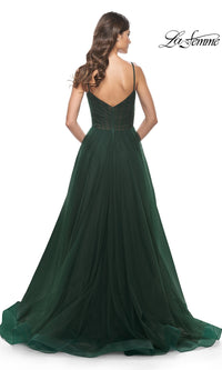 La Femme Sheer-Waist Long A-Line Prom Dress 32130