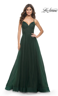 La Femme Sheer-Waist Long A-Line Prom Dress 32130