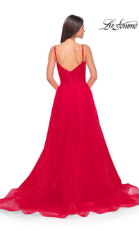 La Femme Sheer-Waist Long A-Line Prom Dress 32130