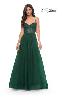 La Femme Embellished Long Tulle Prom Dress 32135