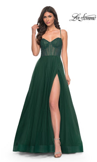 La Femme Embellished Long Tulle Prom Dress 32135