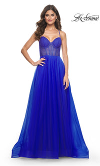 La Femme Embellished Long Tulle Prom Dress 32135