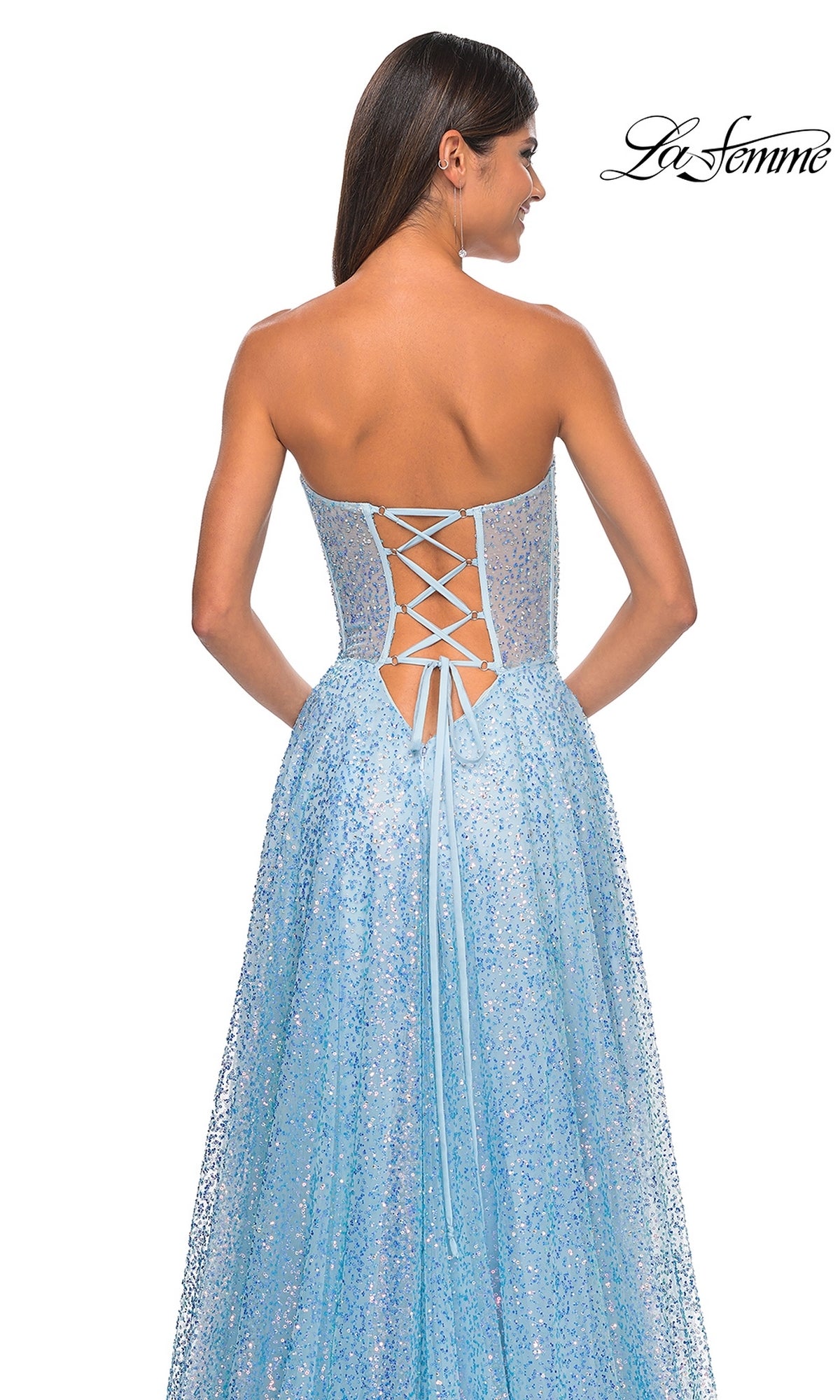 La Femme Strapless Embellished Prom Dress 32136