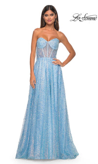 La Femme Strapless Embellished Prom Dress 32136