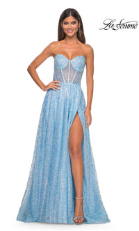 La Femme Strapless Embellished Prom Dress 32136