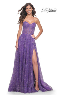 La Femme Strapless Embellished Prom Dress 32136