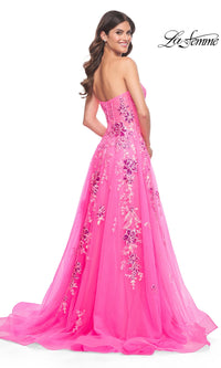 La Femme Neon Pink Long Prom Ball Gown 32137