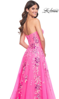 La Femme Neon Pink Long Prom Ball Gown 32137