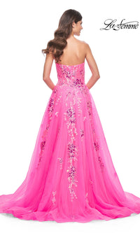 La Femme Neon Pink Long Prom Ball Gown 32137