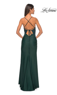 La Femme Sheer-Lace-Bodice Long Prom Dress 32139