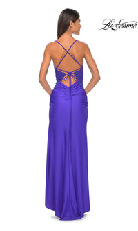 La Femme Sheer-Lace-Bodice Long Prom Dress 32139