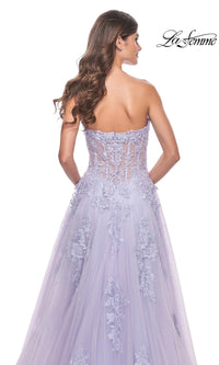 La Femme Strapless Long Lace Prom Dress 32145