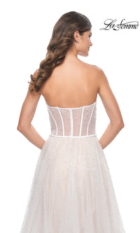 La Femme Strapless Long White Prom Dress 32149