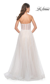 La Femme Strapless Long White Prom Dress 32149