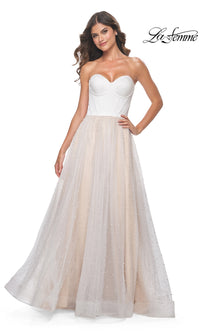 La Femme Strapless Long White Prom Dress 32149