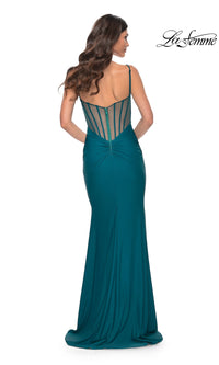 La Femme Sheer-Back Long Jersey Prom Dress 32153