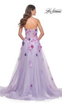 La Femme Strapless Long Lavender Prom Dress 32156