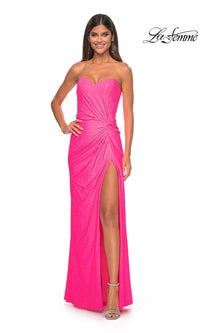 La Femme Twist Strapless Long Prom Dress 32175