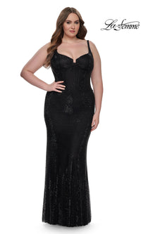 La Femme Plus-Size Long Sequin Prom Dress 32189