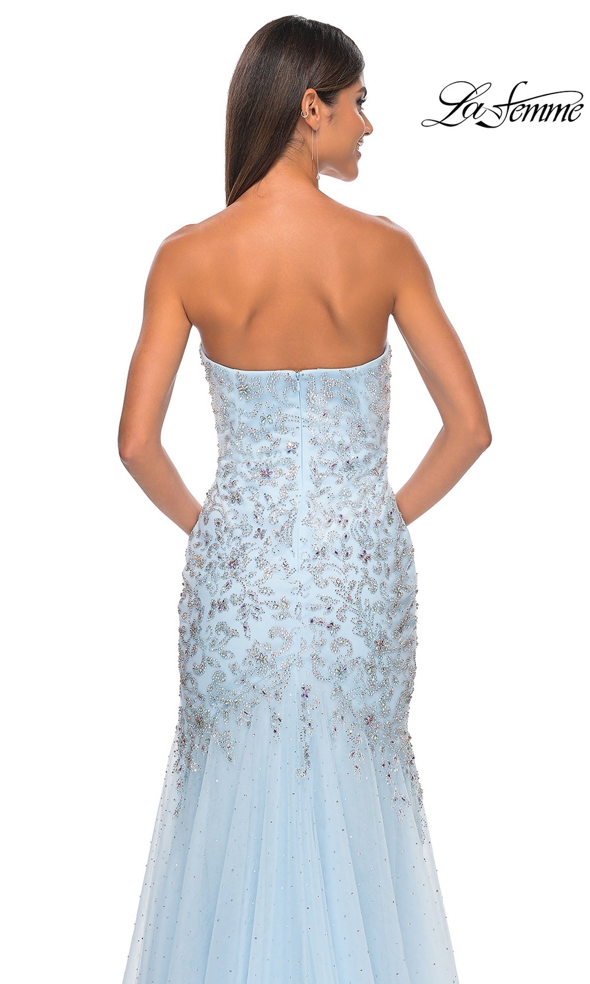 La Femme Strapless Long Beaded Prom Dress 32197