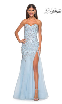 La Femme Strapless Long Beaded Prom Dress 32197