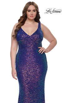 La Femme Plus-Size Long Sequin Prom Dress 32199