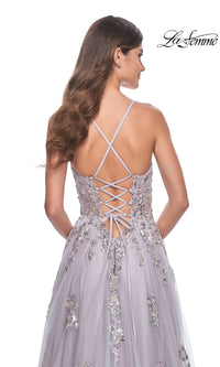 La Femme Strappy-Back Long A-Line Prom Dress 32200