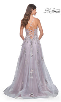 La Femme Strappy-Back Long A-Line Prom Dress 32200