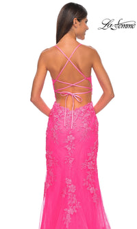 La Femme Embroidered-Lace Long Prom Dress 32205