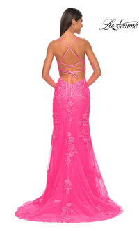 La Femme Embroidered-Lace Long Prom Dress 32205