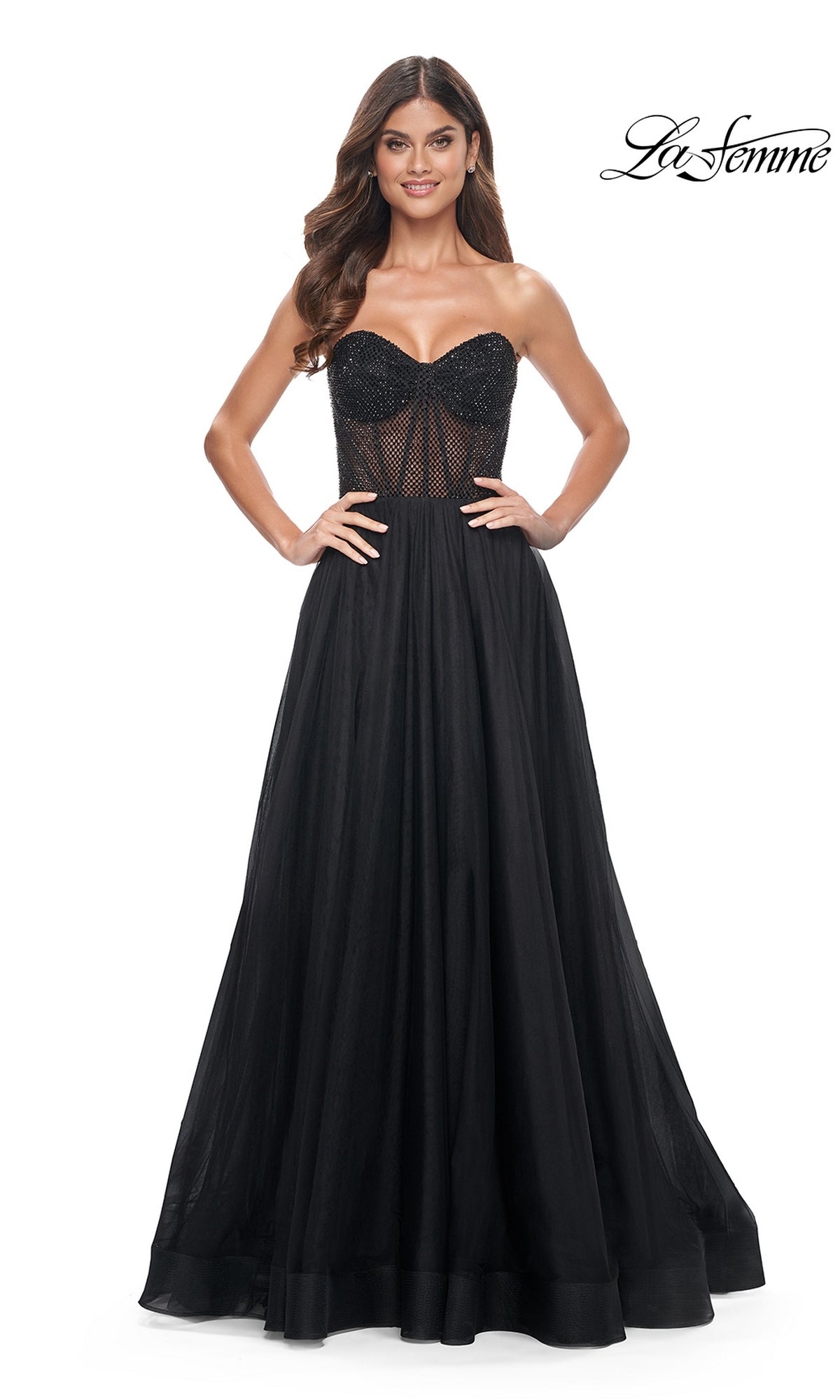 La Femme Strapless Long A-Line Prom Dress 32216