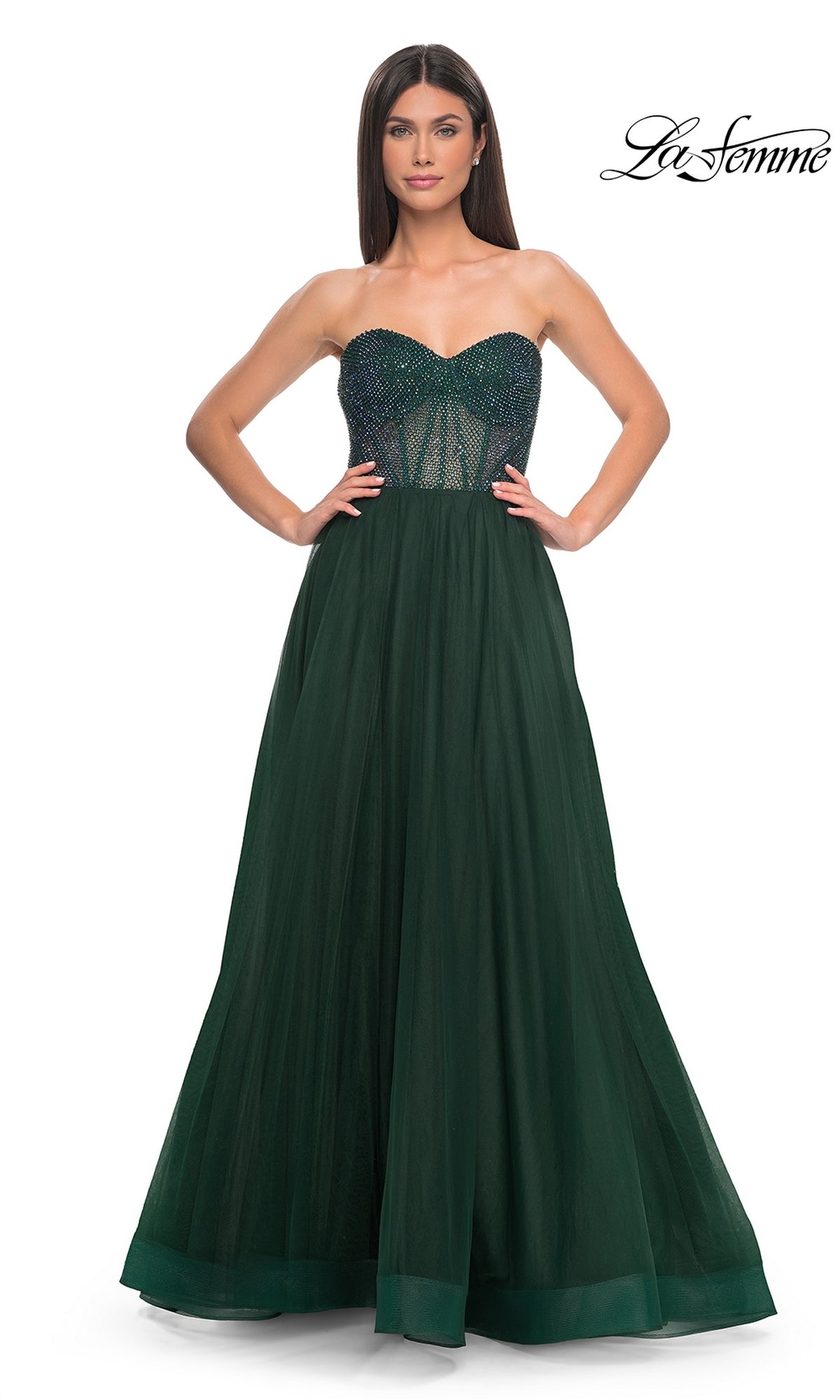 La Femme Strapless Long A-Line Prom Dress 32216