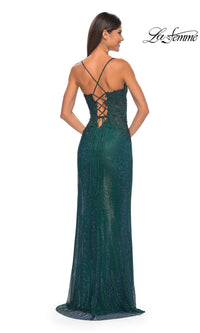 La Femme Rhinestone Fishnet Long Prom Dress 32218