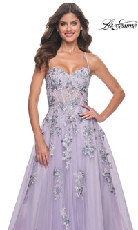 La Femme Long Lavender A-Line Prom Dress 32221