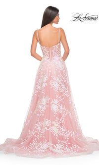 La Femme Sequin-Print Long A-Line Prom Dress 32223