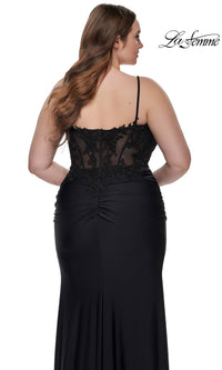 La Femme Plus-Size Long Black Prom Dress 32226