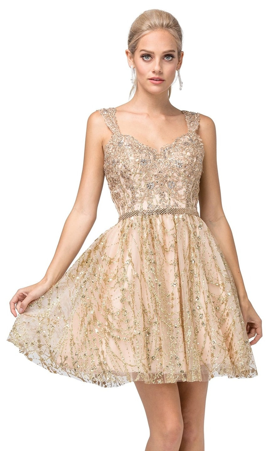 Short Glitter A-Line Corset-Back Homecoming Dress