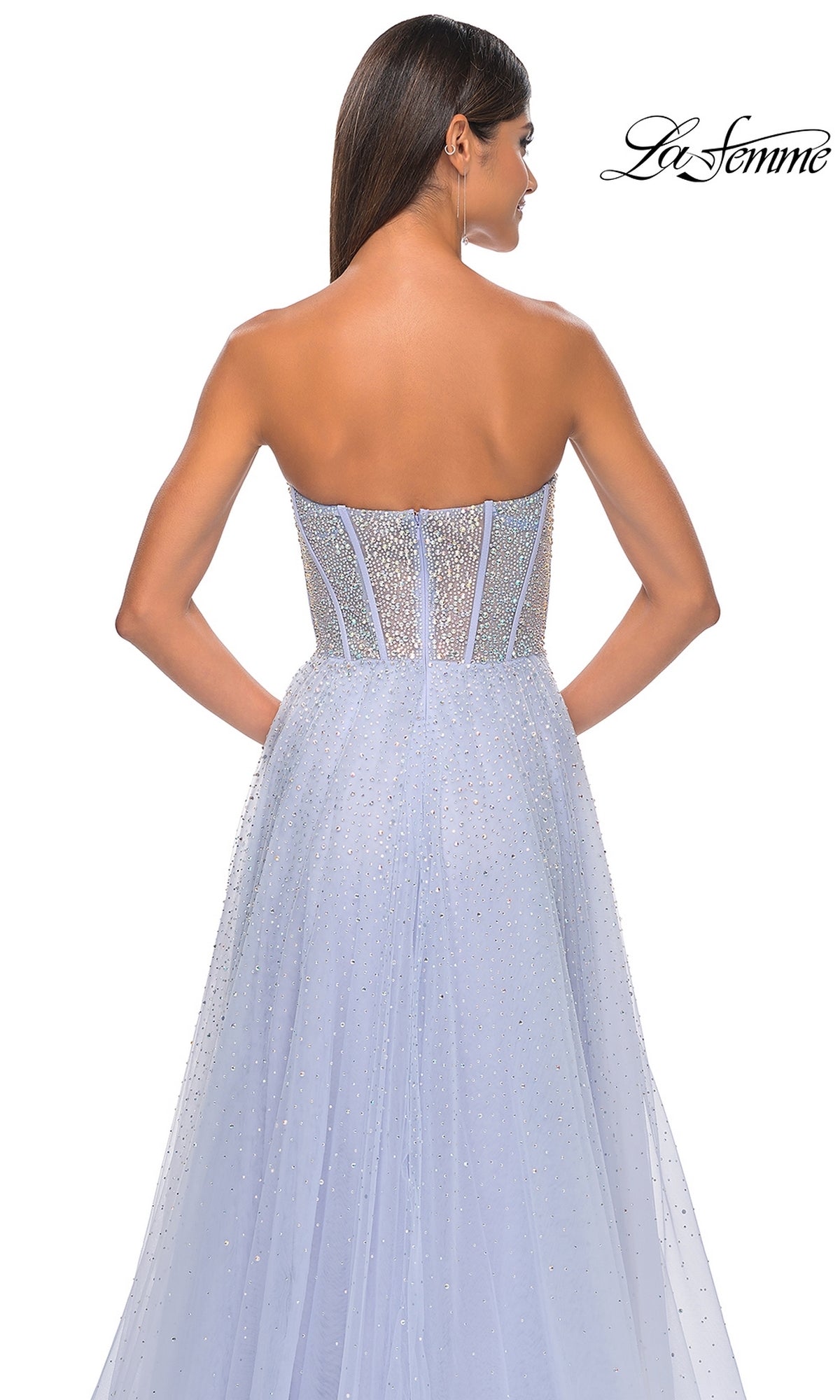 La Femme Strapless Beaded Long Prom Dress 32278