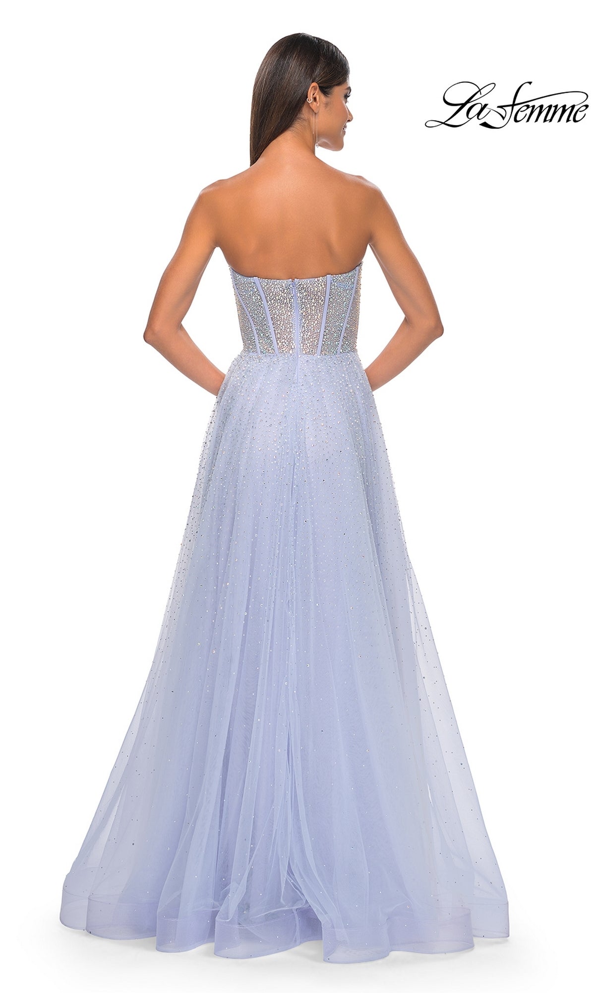 La Femme Strapless Beaded Long Prom Dress 32278