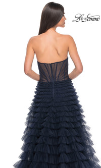 La Femme Strapless Long Ruffled Prom Dress 32283