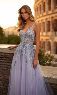 La Femme Long Lavender A-Line Prom Dress 32288