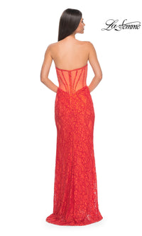 La Femme Strapless Long Lace Prom Dress 32298