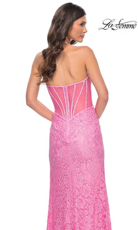 La Femme Strapless Long Lace Prom Dress 32298