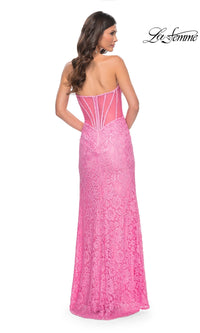 La Femme Strapless Long Lace Prom Dress 32298