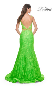 La Femme Bright Long Lace Mermaid Prom Dress 32314