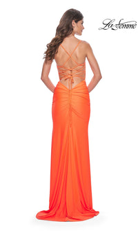 La Femme Open-Back Bright Long Prom Dress 32321