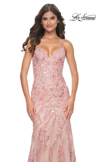 Le Femme Long Sequin-Lace Prom Dress 32333