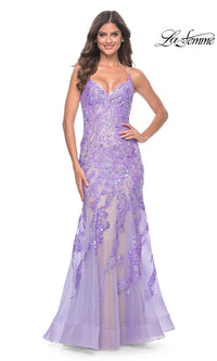 Le Femme Long Sequin-Lace Prom Dress 32333