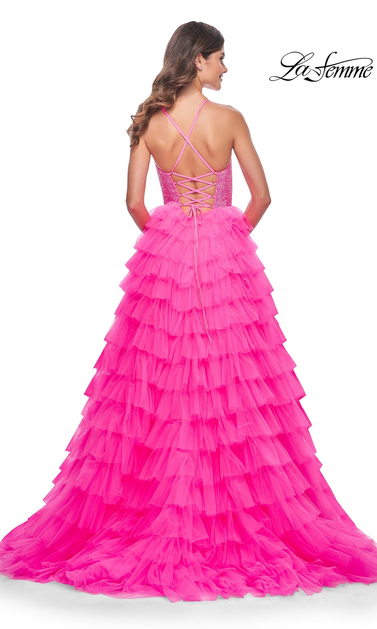 La Femme Long Tiered  A-Line Prom Dress 32335